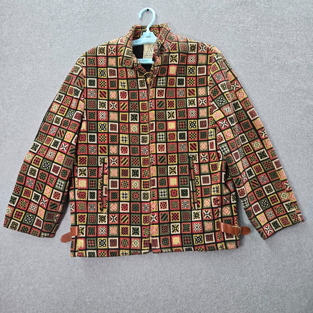 VINTAGE Jon Tracy Women Jacket Medium Heavy Embroidered Talon Zipper 50-60s